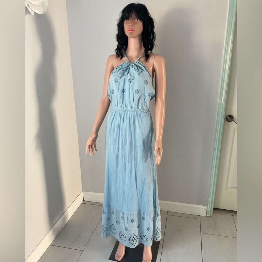 Old Navy Light Blue Backless Maxi Dress